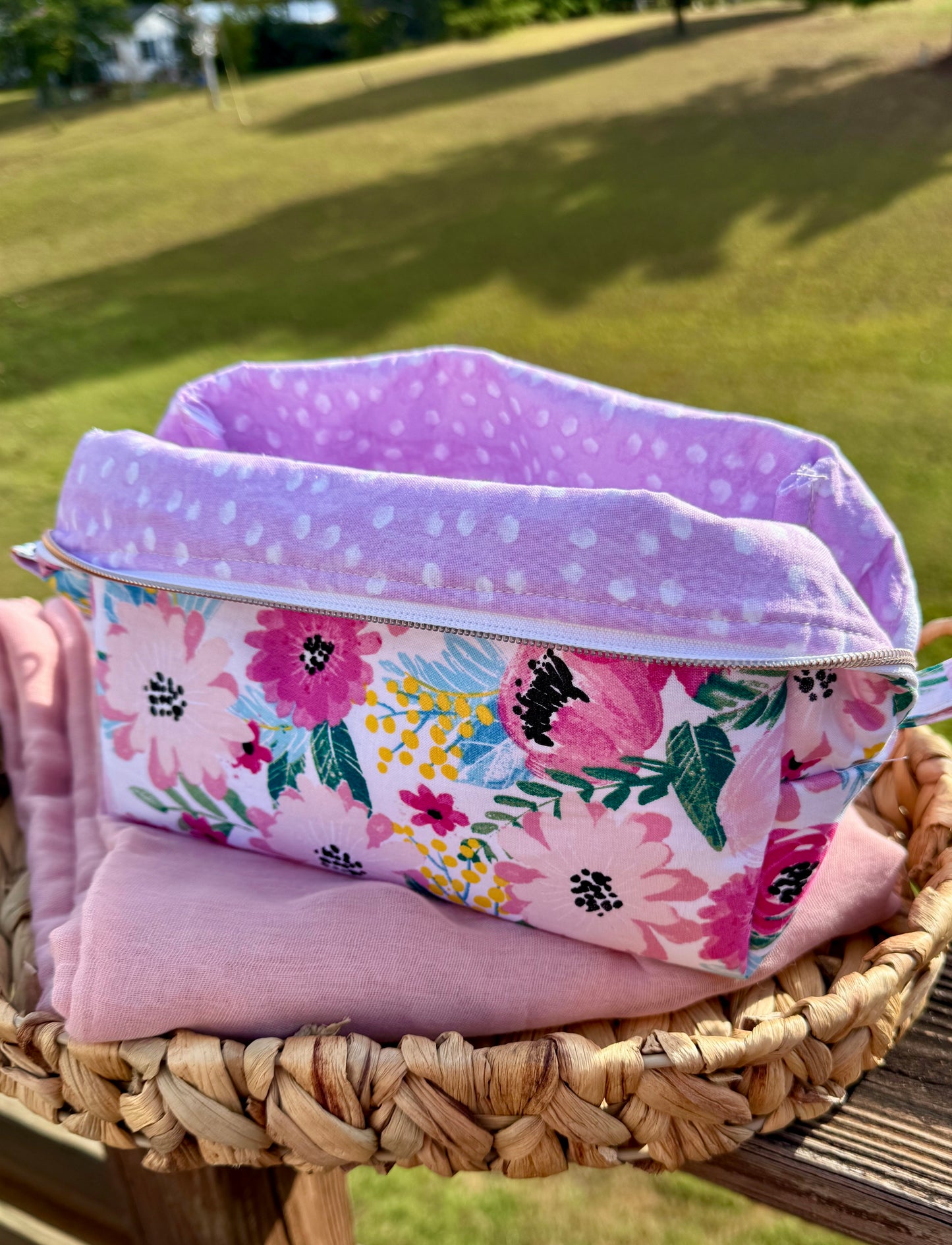 Cosmetic Bag - Large - Pink Floral