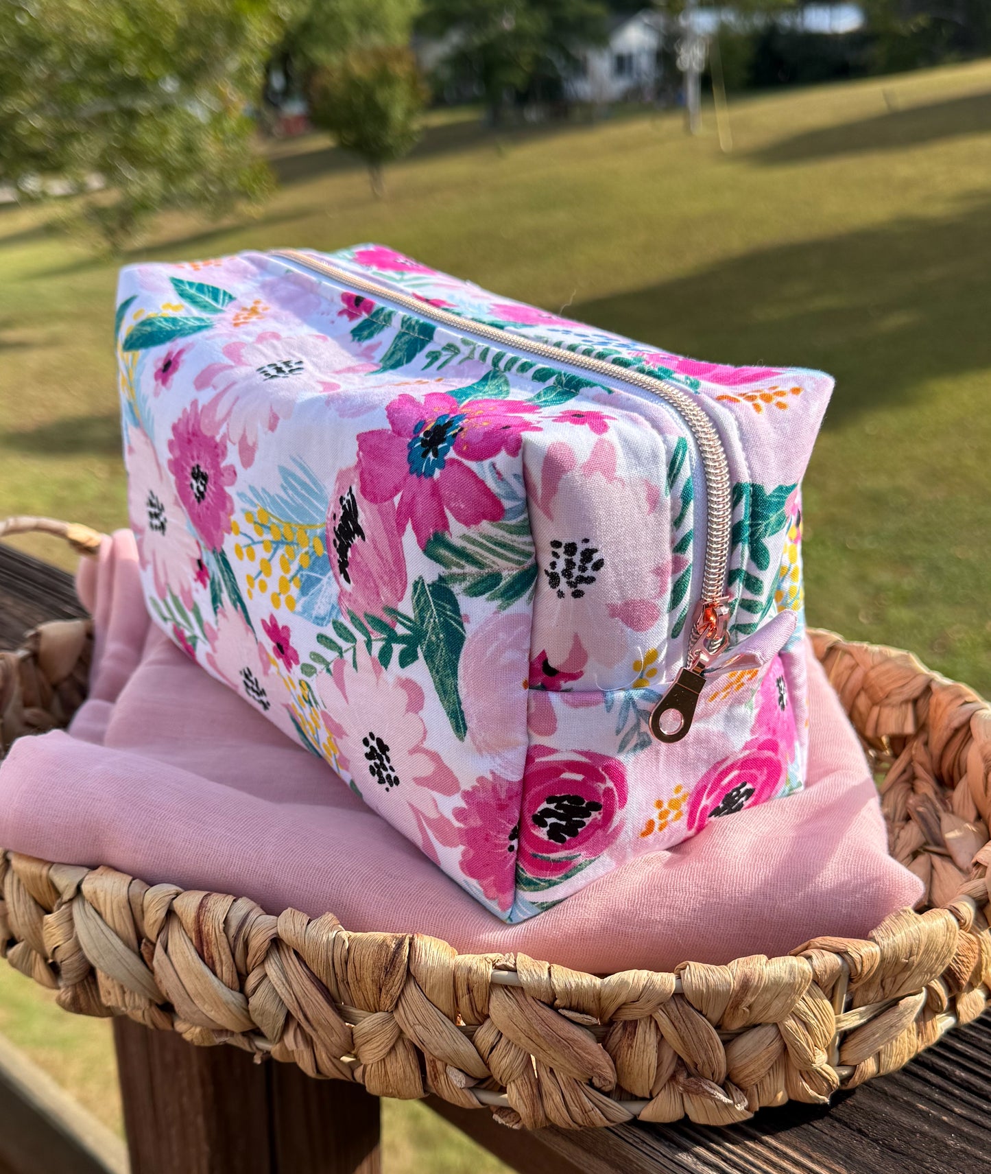 Cosmetic Bag - Large - Pink Floral