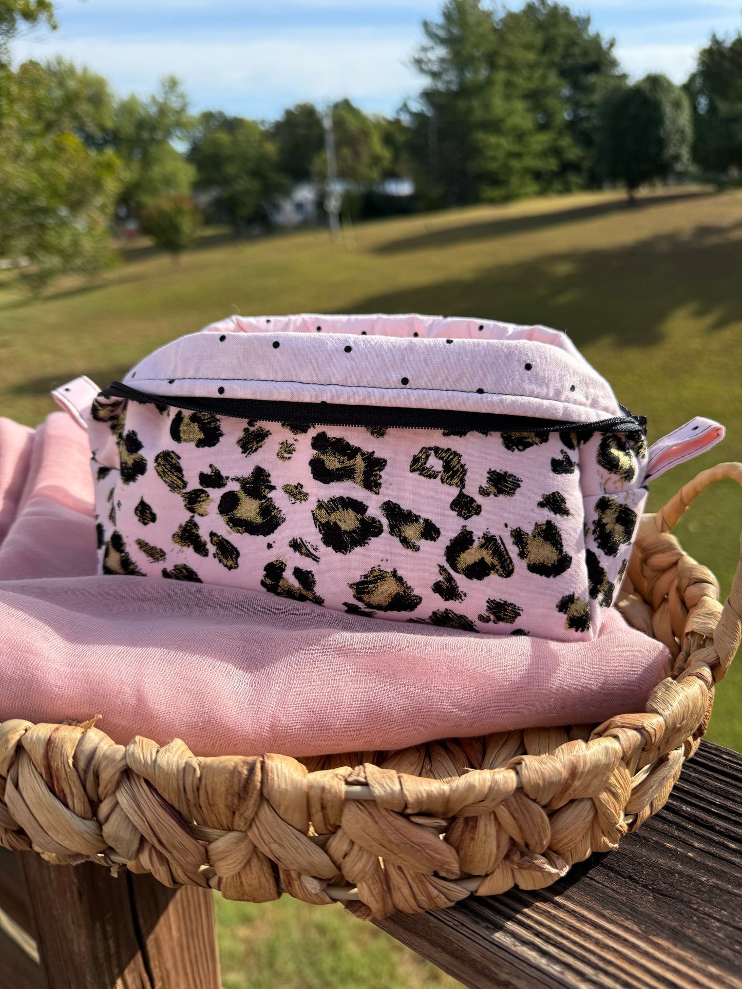 Cosmetic Bag - Medium - Pink Leopard Print