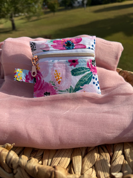 Zipper Card Holder - Pink Floral
