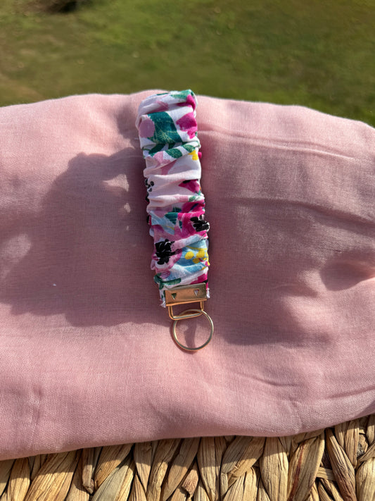 Scrunchie Key Chain Pink Floral