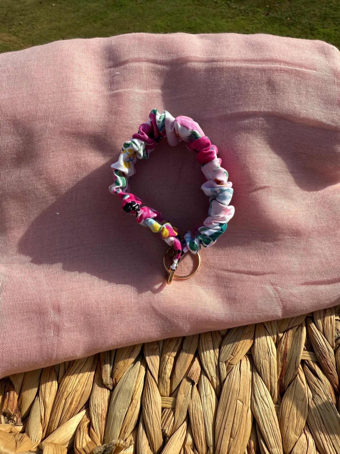 Scrunchie Key Chain Pink Floral