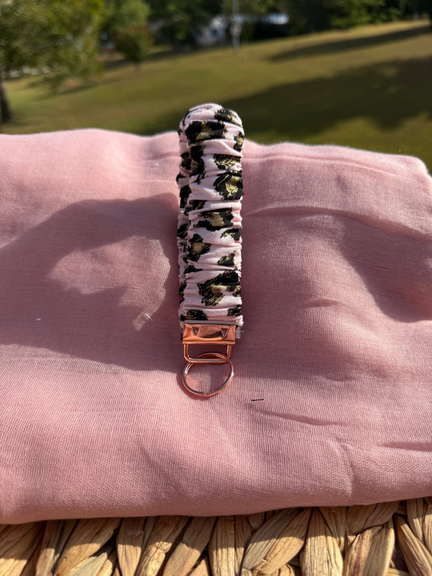 Scrunchie Key Chain - Pink Leopard Print