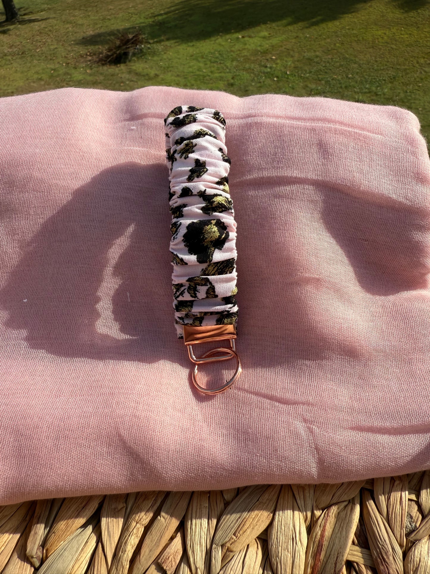 Scrunchie Key Chain - Pink Leopard Print