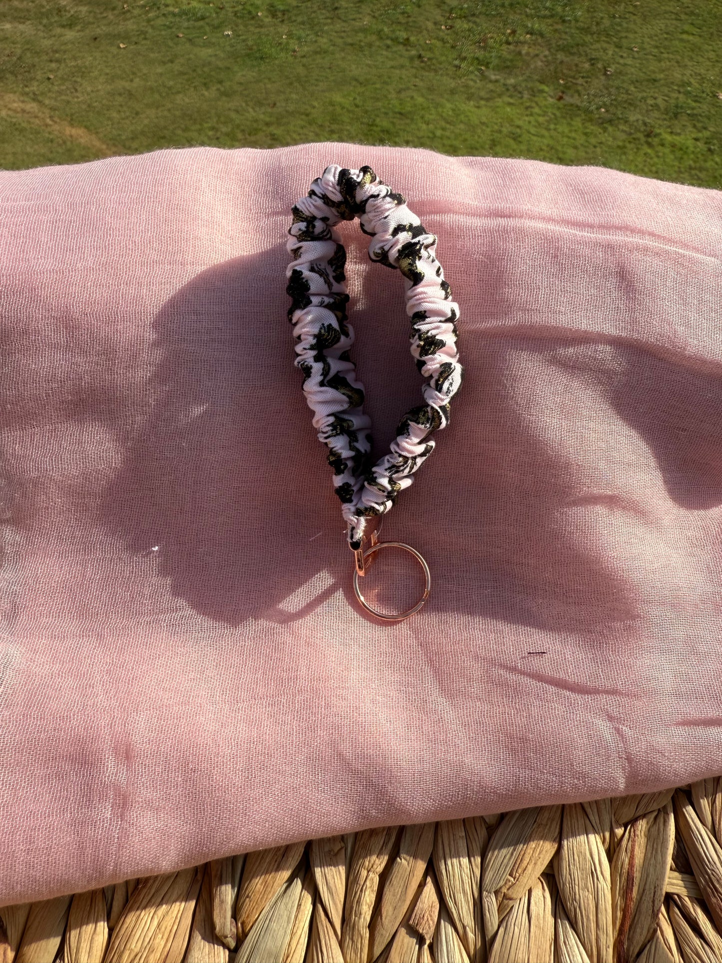 Scrunchie Key Chain - Pink Leopard Print