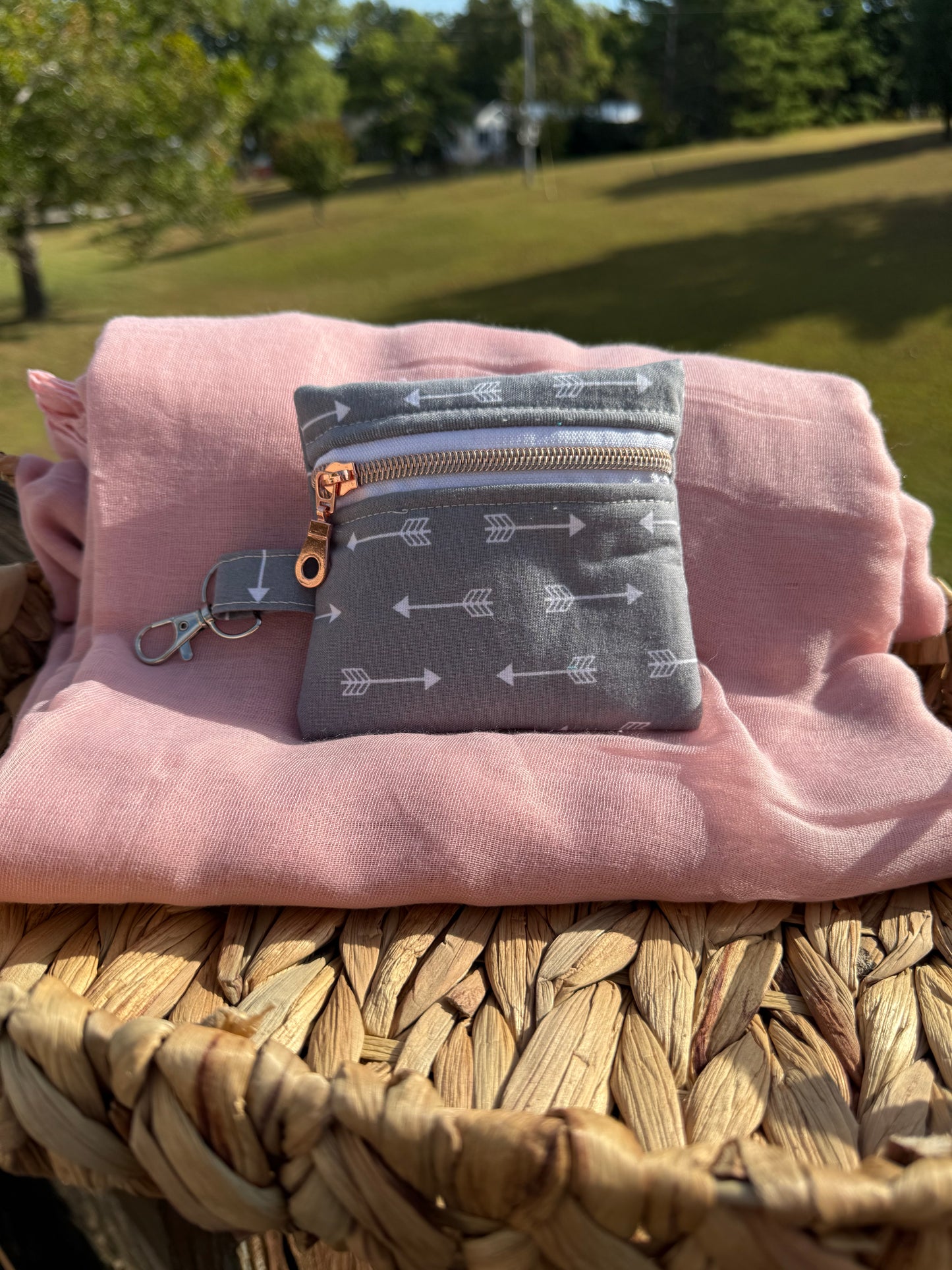 Grey Arrow Keychain Pouch