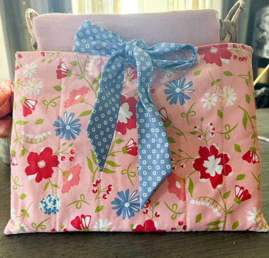 Pink Laptop Sleeve with Blue Tie Bow