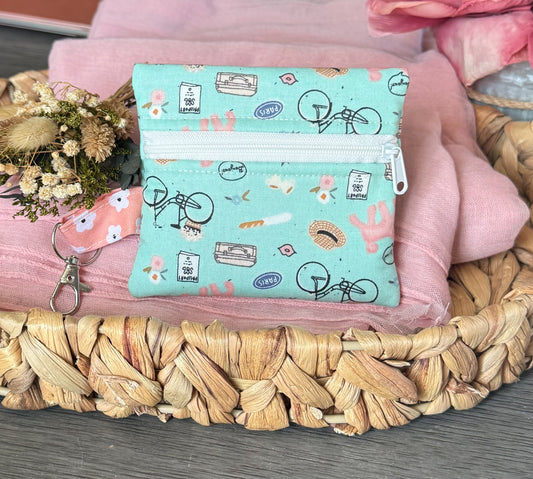 Mint Green Bicycle Keychain Wallet
