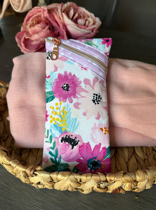 Pretty Pink Floral Pencil/Eyeglass case