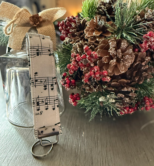 Grey Christmas Sheet Music Keychain